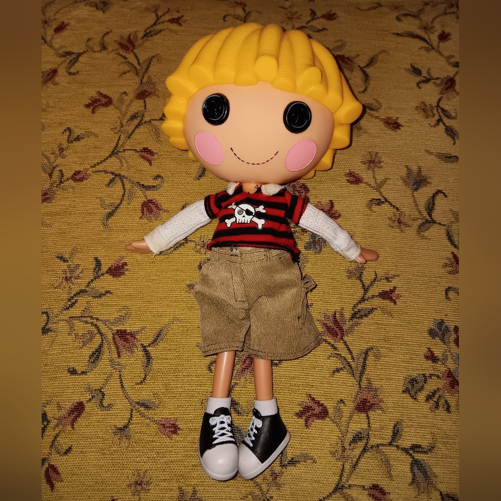 Striped Doll with Skull Top and Tan Shorts